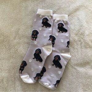 Dog Patterned Gray and Cream Socks